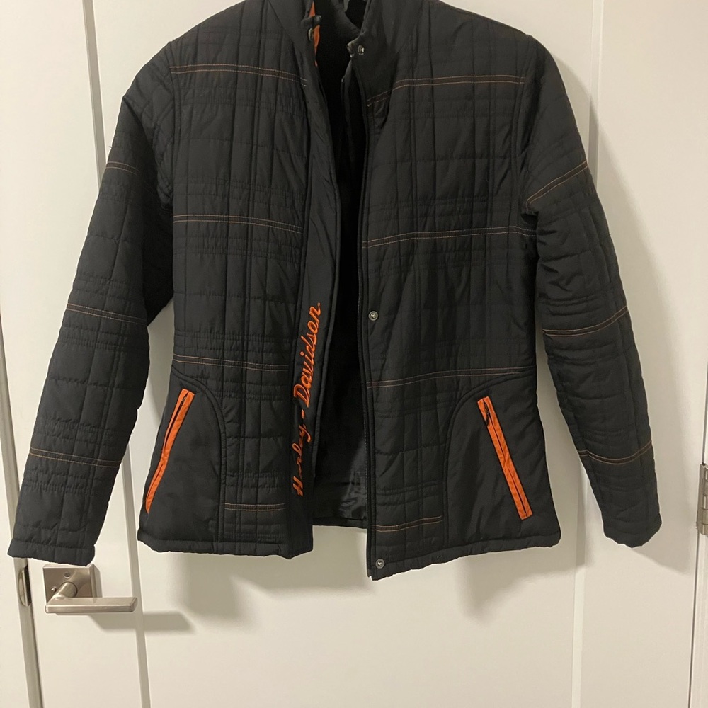 Harley-Davidson Women’s Black and Orange Light Puffer Jacket